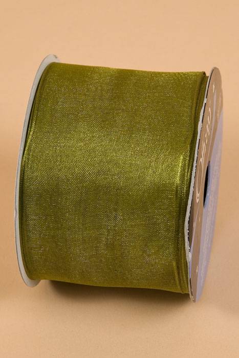2.5" X 25yds Wired Encore Sheer Ribbon Basil