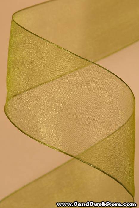 2.5" X 25yds Wired Encore Sheer Ribbon Basil
