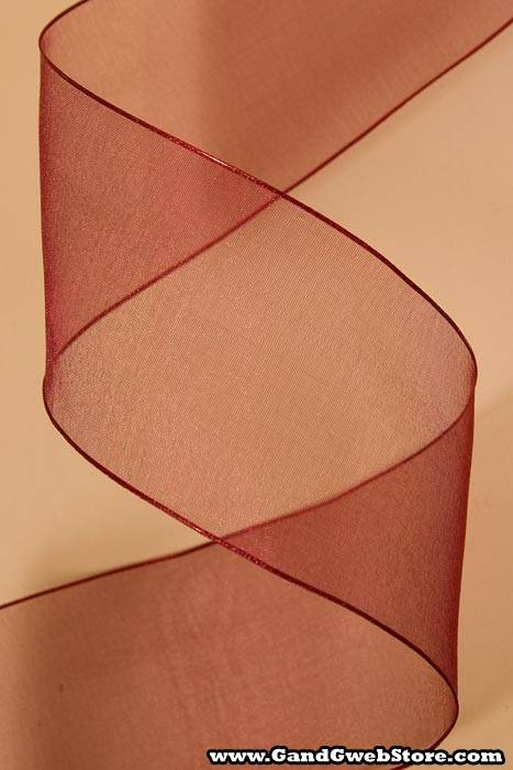 2.5" X 25yds Wired Encore Sheer Ribbon Burgundy