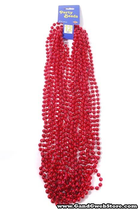 Round Party Beads Red Pkg/12