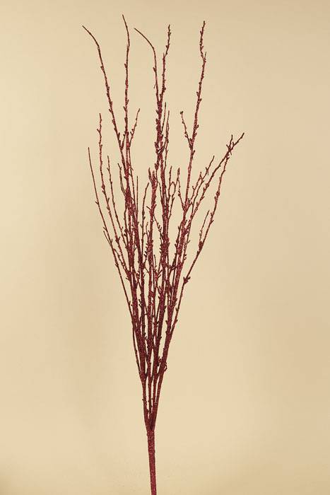 37" Glitter Twig Branch Red