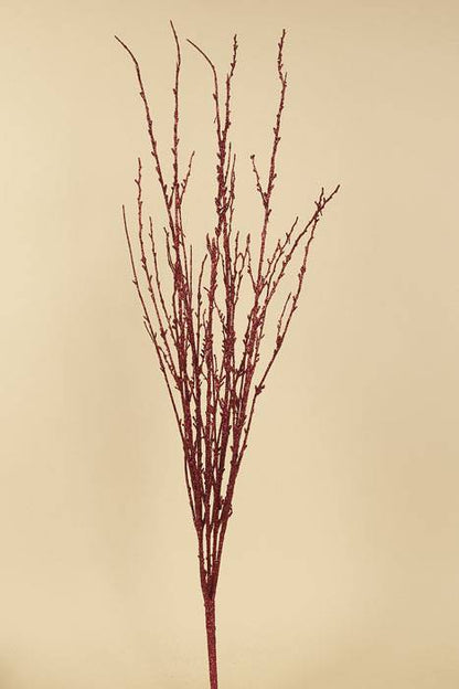37" Glitter Twig Branch Red
