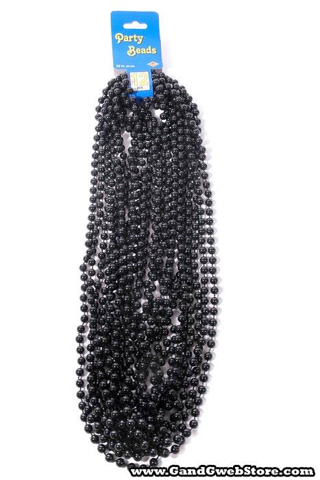 Round Party Beads Black Pkg/12