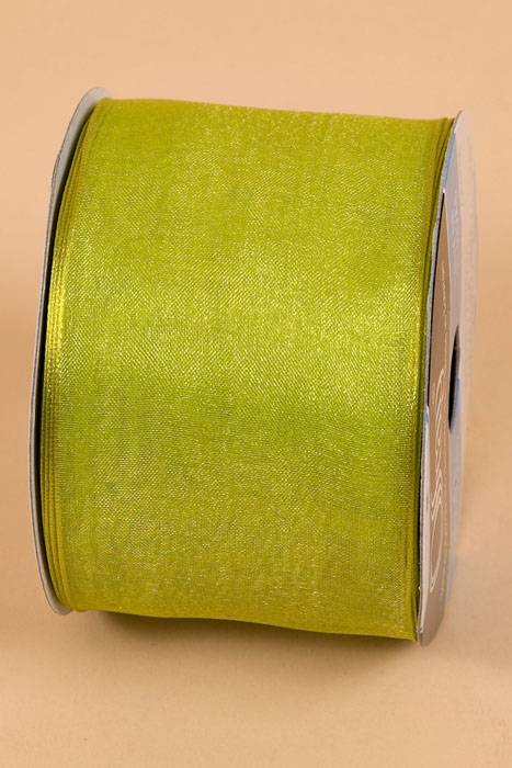 2.5" X 25yds Wired Encore Sheer Ribbon Lime
