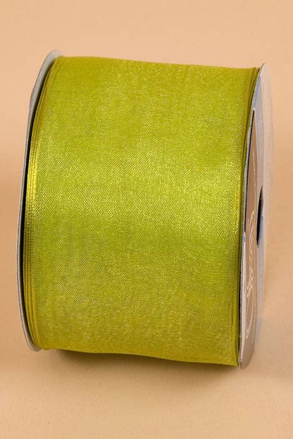 2.5" X 25yds Wired Encore Sheer Ribbon Lime
