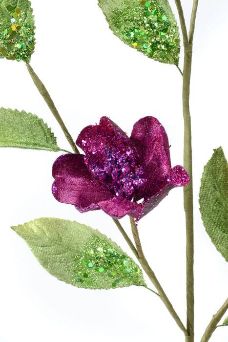 30" Glitter Velvet Dogwood Spray Purple