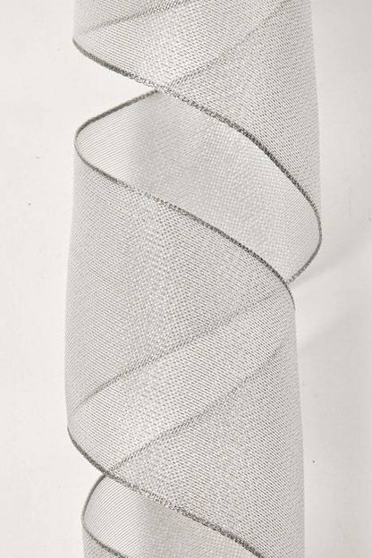 2.5" X 25yds Wired Ribbon Metallic Organza Silver