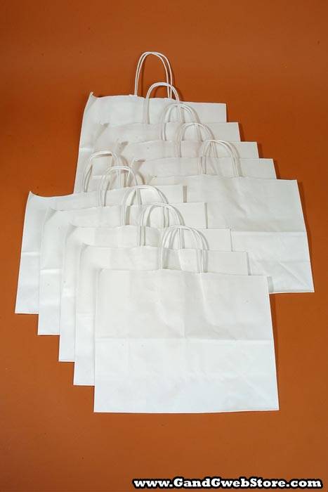 16" X 6" X 12" Vogue Kraft Shopping Bag White Pkg/10