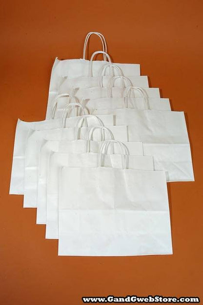 16&quot; X 6&quot; X 12&quot; Vogue Kraft Shopping Bag White Pkg/10