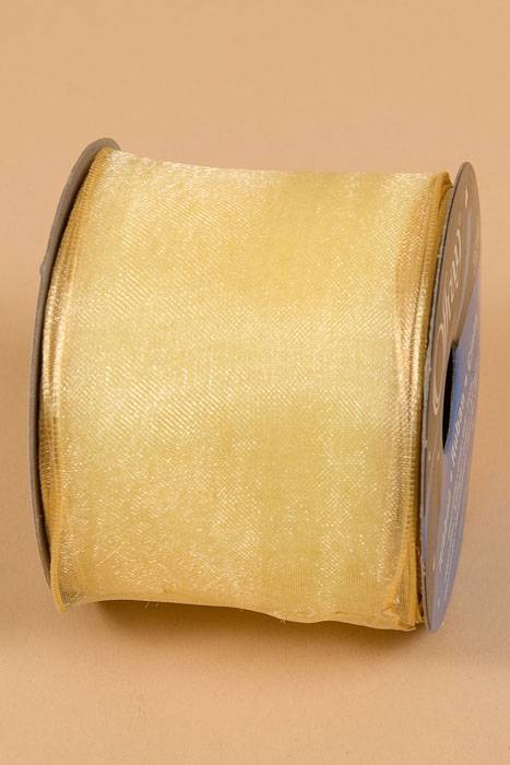 2.5" X 25yds Wired Encore Sheer Ribbon Yellow