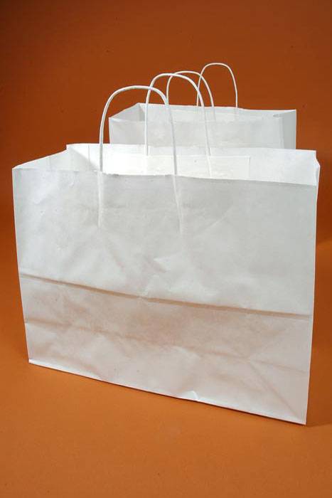 16" X 6" X 12" Vogue Kraft Shopping Bag White Pkg/10