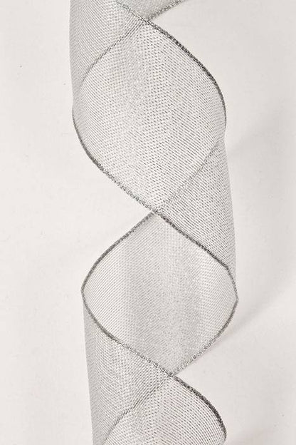 1.5" X 25yds Wired Metallic Organza Ribbon Silver