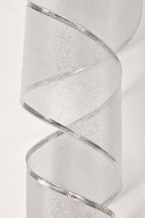 2.5" X 25yds Ribbon W/silver Edge Metallic Organza Silver