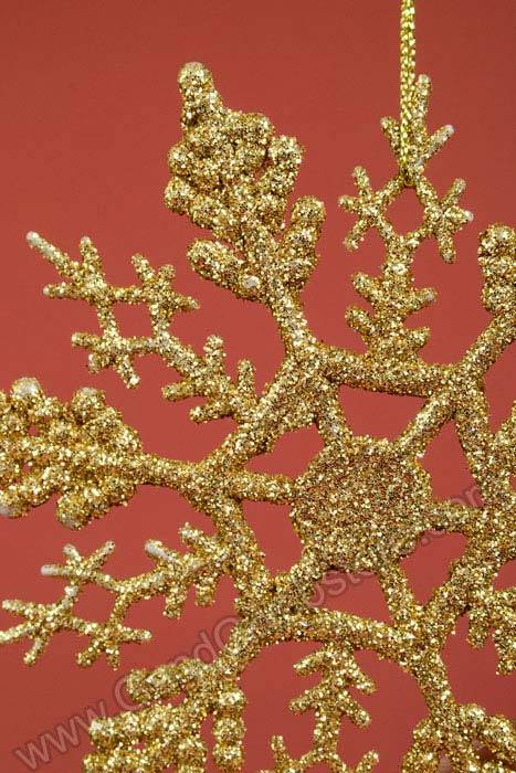 4" Glitter Snow Flake Ornament Gold Pkg/12