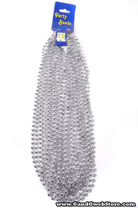 Round Party Beads Silver Pkg/12