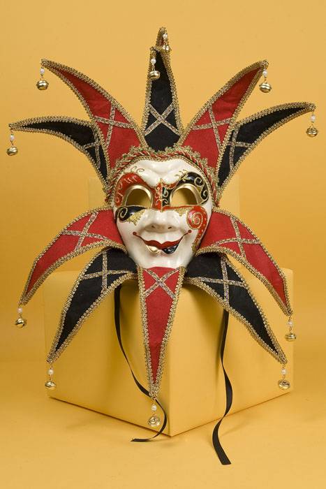 Glitter Smile Mask W/bell Black/red