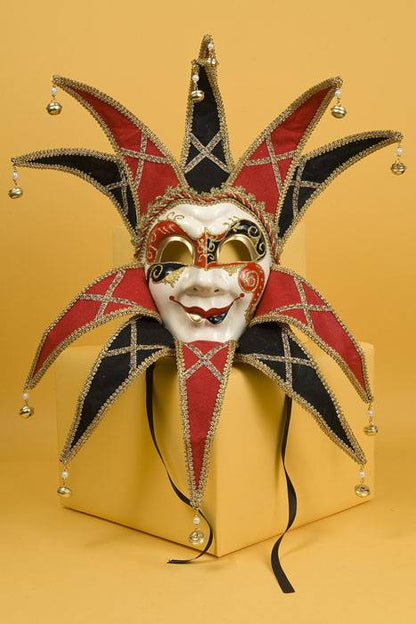 Glitter Smile Mask W/bell Black/red