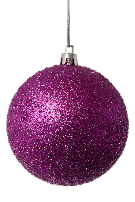 80mm Plastic Ball W/glitter Bead Pkg/6 Purple
