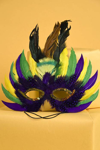 Feather Mask Purple/green/yellow