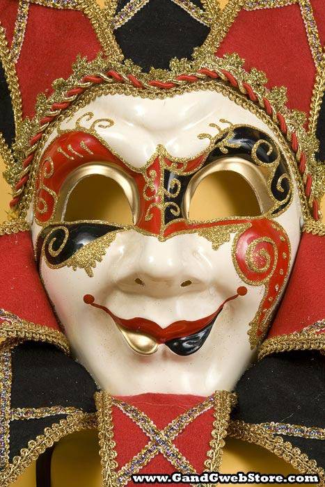 Glitter Smile Mask W/bell Black/red