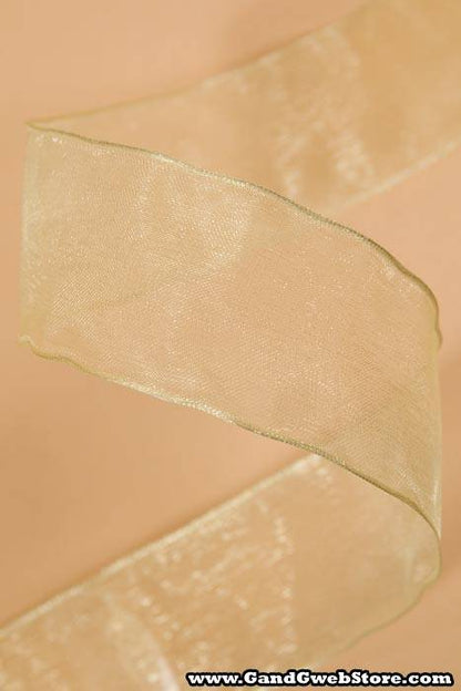 1.5" X 25yds Wire Sheer Ribbon Maize