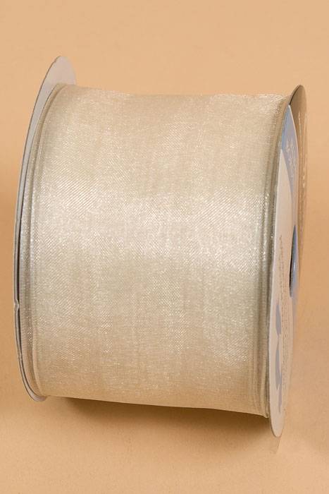 2.5" X 25yds Wired Encore Sheer Ribbon Ivory