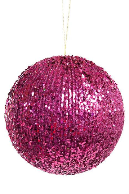 6" Grooved Glitter Ball Fuchsia