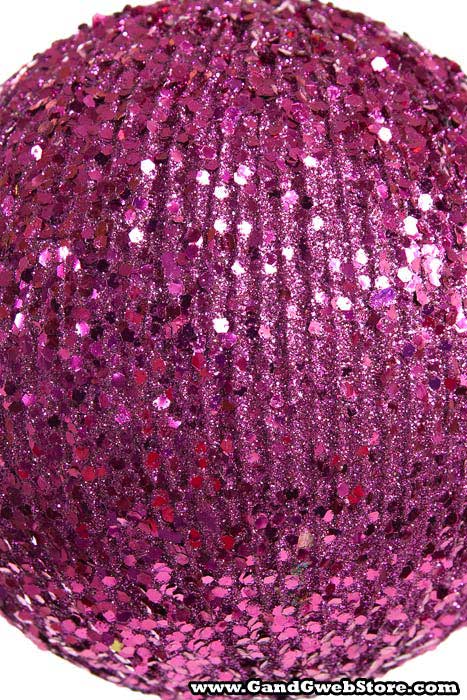6" Grooved Glitter Ball Fuchsia