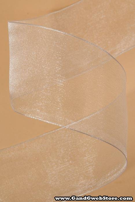 2.5" X 25yds Wired Encore Sheer Ribbon White