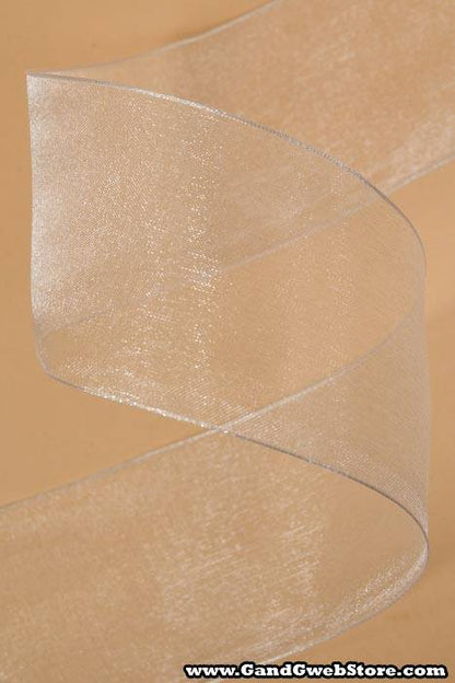 2.5" X 25yds Wired Encore Sheer Ribbon White