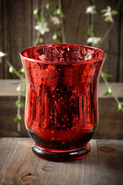 4&quot; Mercury Glass Candle Holder Red