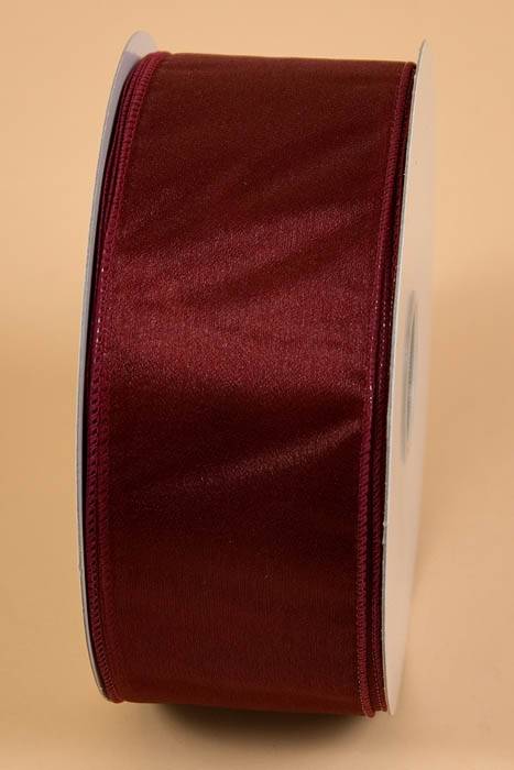 2.5" X 50yds Wired Sheer Spring Ribbon Burgundy