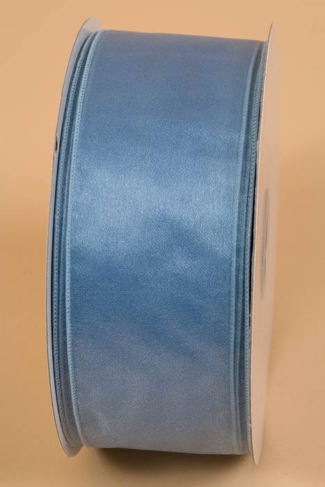 2.5" X 50yds Wired Sheer Spring Ribbon Blue