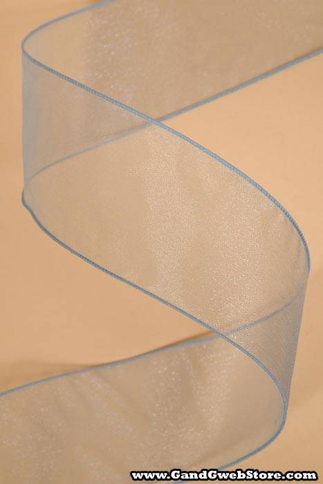 2.5" X 50yds Wired Sheer Spring Ribbon Blue