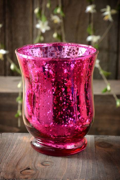 4&quot; Mercury Glass Candle Holder Fuchsia