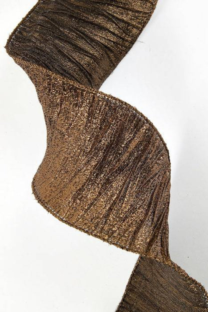 4" X 10yds Khady Pleated Ribbon Chocolate
