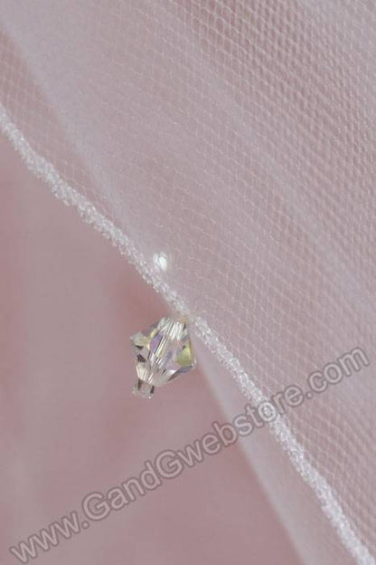 2t Pencil Edge Veil W/ Crystal White