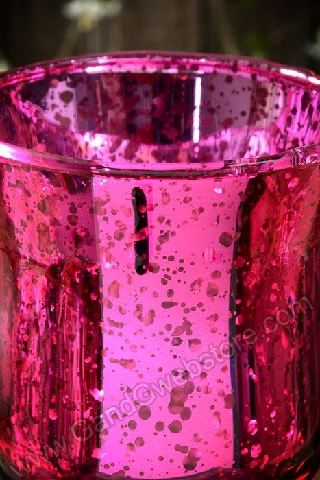4&quot; Mercury Glass Candle Holder Fuchsia