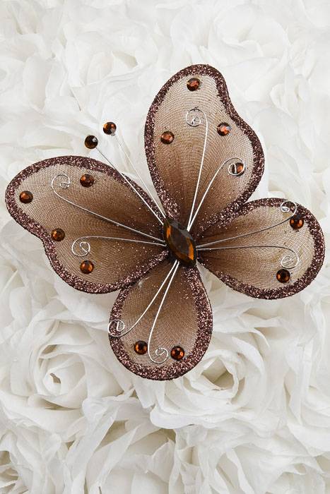 5" Wired Decoration Butterfly Dark Brown Pkg/20