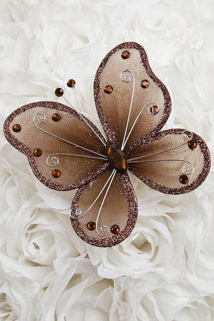 5" Wired Decoration Butterfly Dark Brown Pkg/20