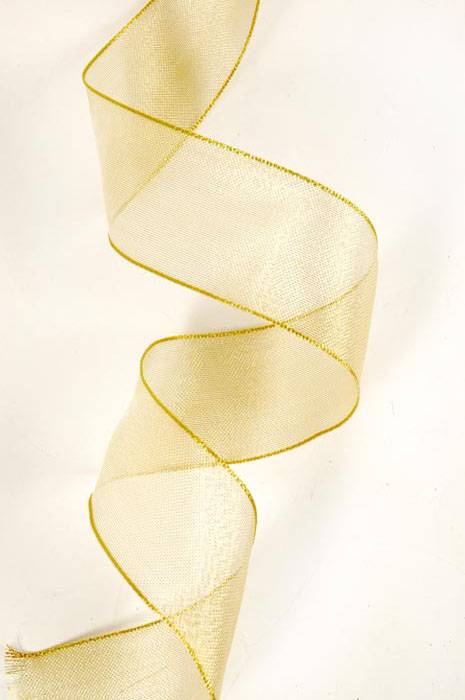1.5"x25yds Wired Met. Organza Ribbon Gold