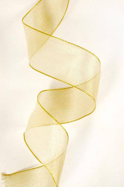 1.5"x25yds Wired Met. Organza Ribbon Gold