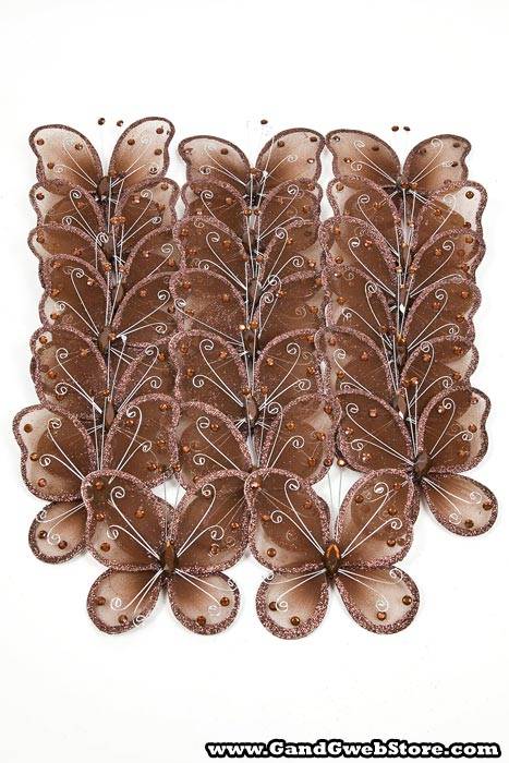 5" Wired Decoration Butterfly Dark Brown Pkg/20