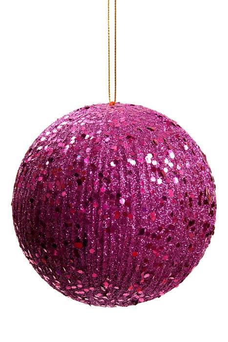 5" Grooved Glitter Ball Fushia