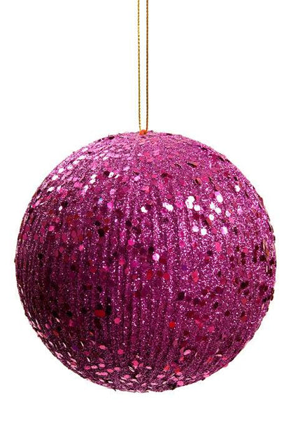 5" Grooved Glitter Ball Fushia