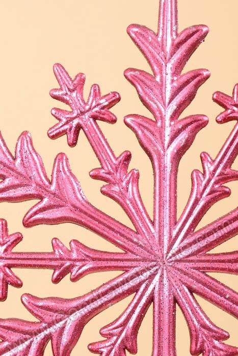 6" Metallic Snow Flake Ornament Fuchsia Pkg/6