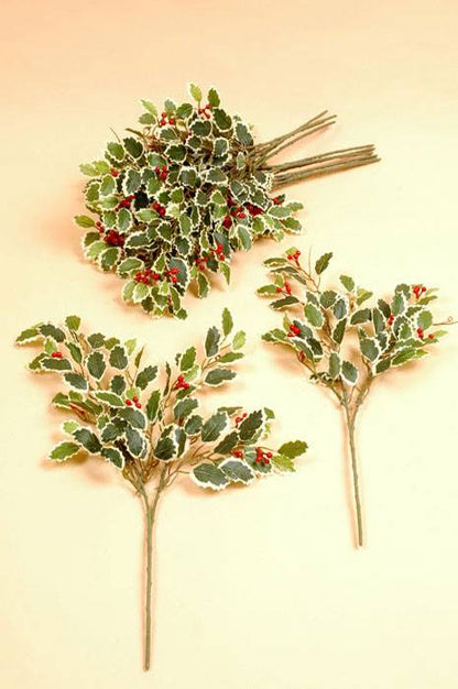 19" Mini Holly Spray (Green/White)