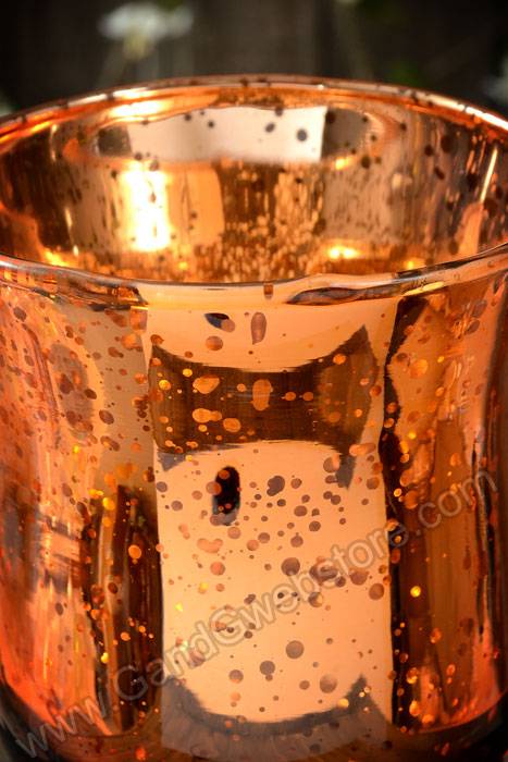 4&quot; Mercury Glass Candle Holder Amber