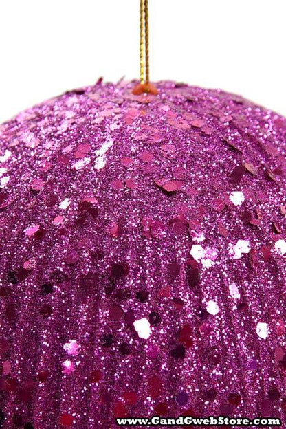 5" Grooved Glitter Ball Fushia