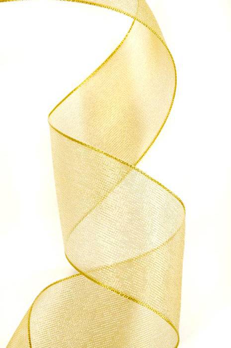 2.5" X 25yds Wired Met. Organza Ribbon Gold